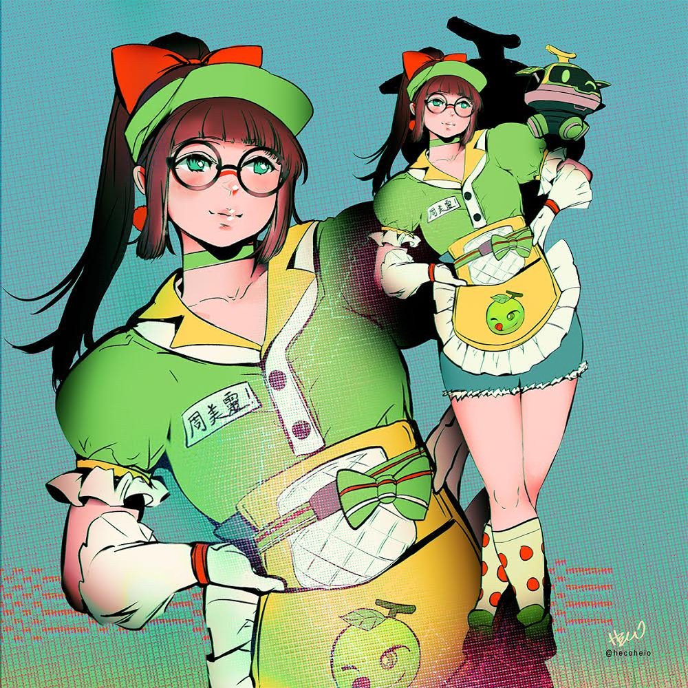 1girl, alternate_costume, bangs, blunt_bangs, bow, brown_footwear, choker, drone