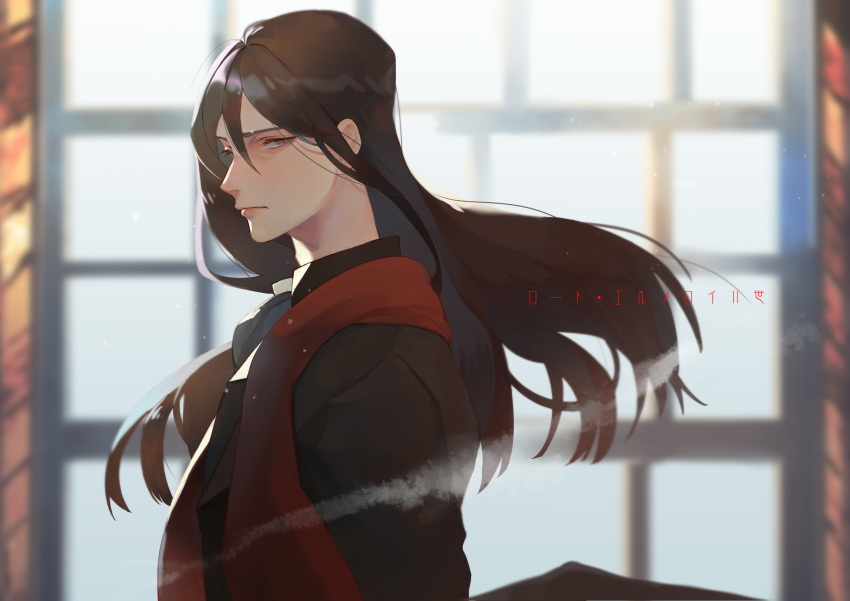 1boy, absurdres, ascot, bishounen, black_eyes, black_hair, brown_hair, butterfly39561