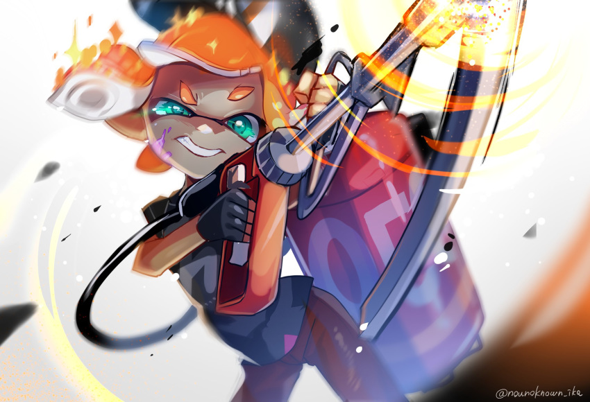 1girl, action, bangs, baseball_cap, bike_shorts, black_gloves, black_headwear, black_shorts