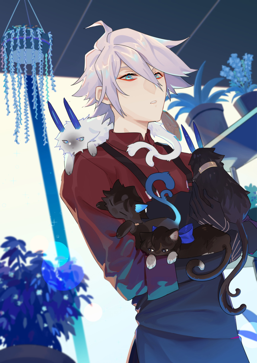 1boy, 676643396dolce, absurdres, animalization, apron, arjuna_(fate/grand_order), arjuna_alter, bishounen