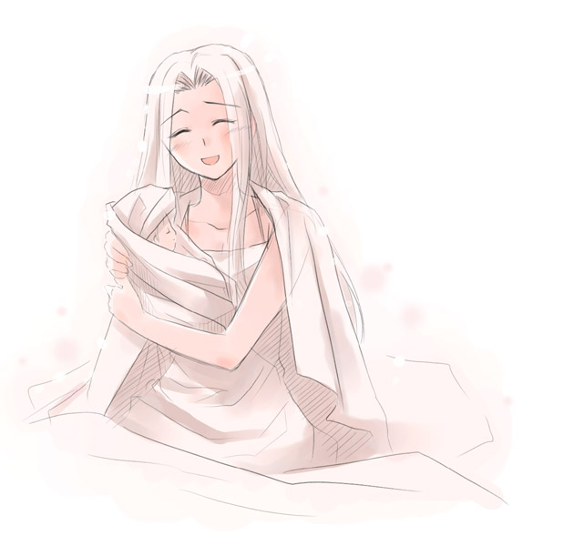 azuma_shouko, baby, fate/stay_night, fate/zero, fate_(series), illyasviel_von_einzbern, irisviel_von_einzbern, long_hair, mother_and_daughter, multiple_girls, white_hair
