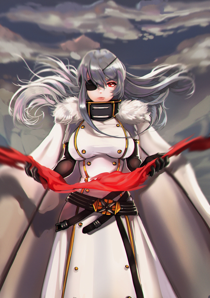 1girl, absurdres, azur_lane, buckle, buttons, cape, coat, coat_dress