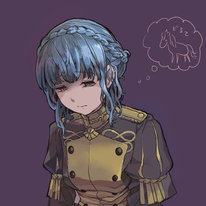 1girl, animal, blue_hair, braid, brown_eyes, closed_mouth, crown_braid, depressed