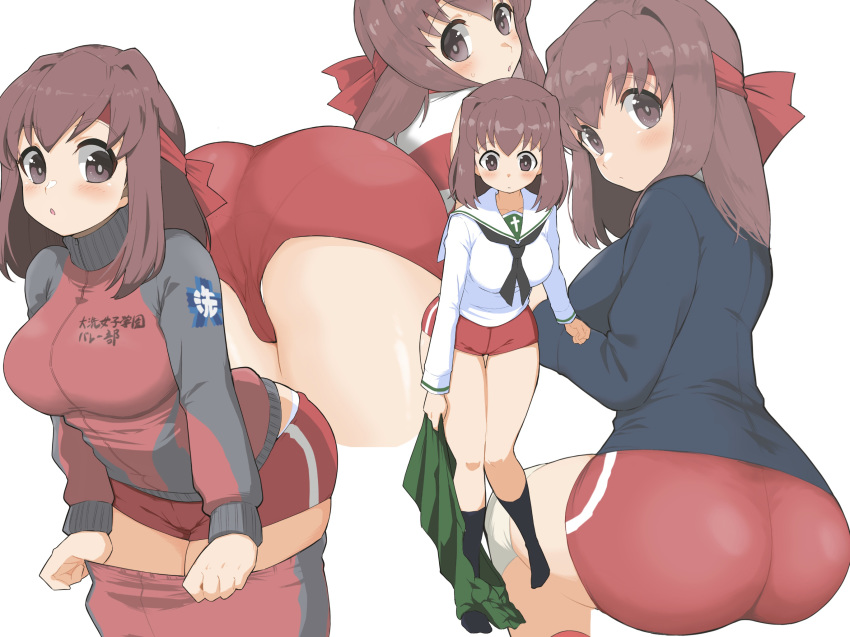 1girl, ass, bangs, blush, breasts, brown_eyes, brown_hair, closed_mouth