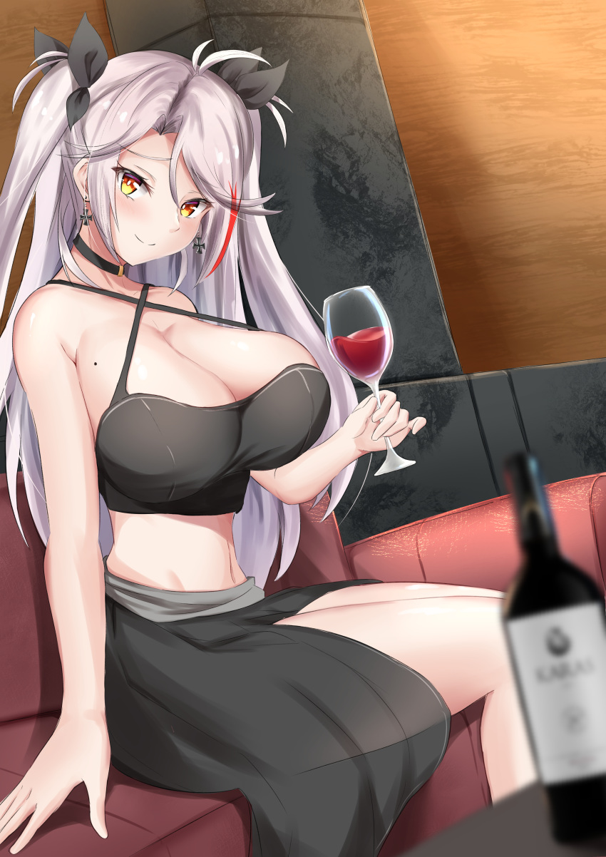 1girl, absurdres, antenna_hair, azur_lane, bad_anatomy, bangs, black_skirt, blush