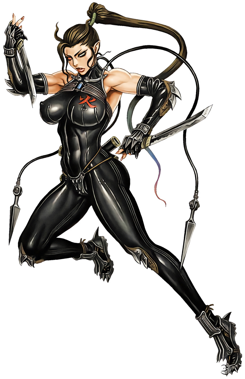 1girl, bodysuit, breasts, covered_nipples, demon_girl, full_body, highres, kaen
