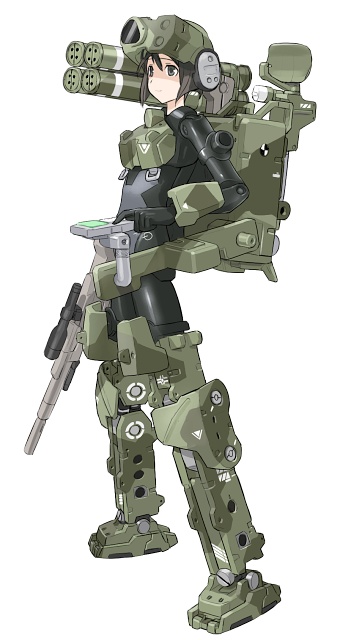 fort_bragg, gun, mecha_musume, radar, rifle, shimada_fumikane, shimada_humikane, weapon