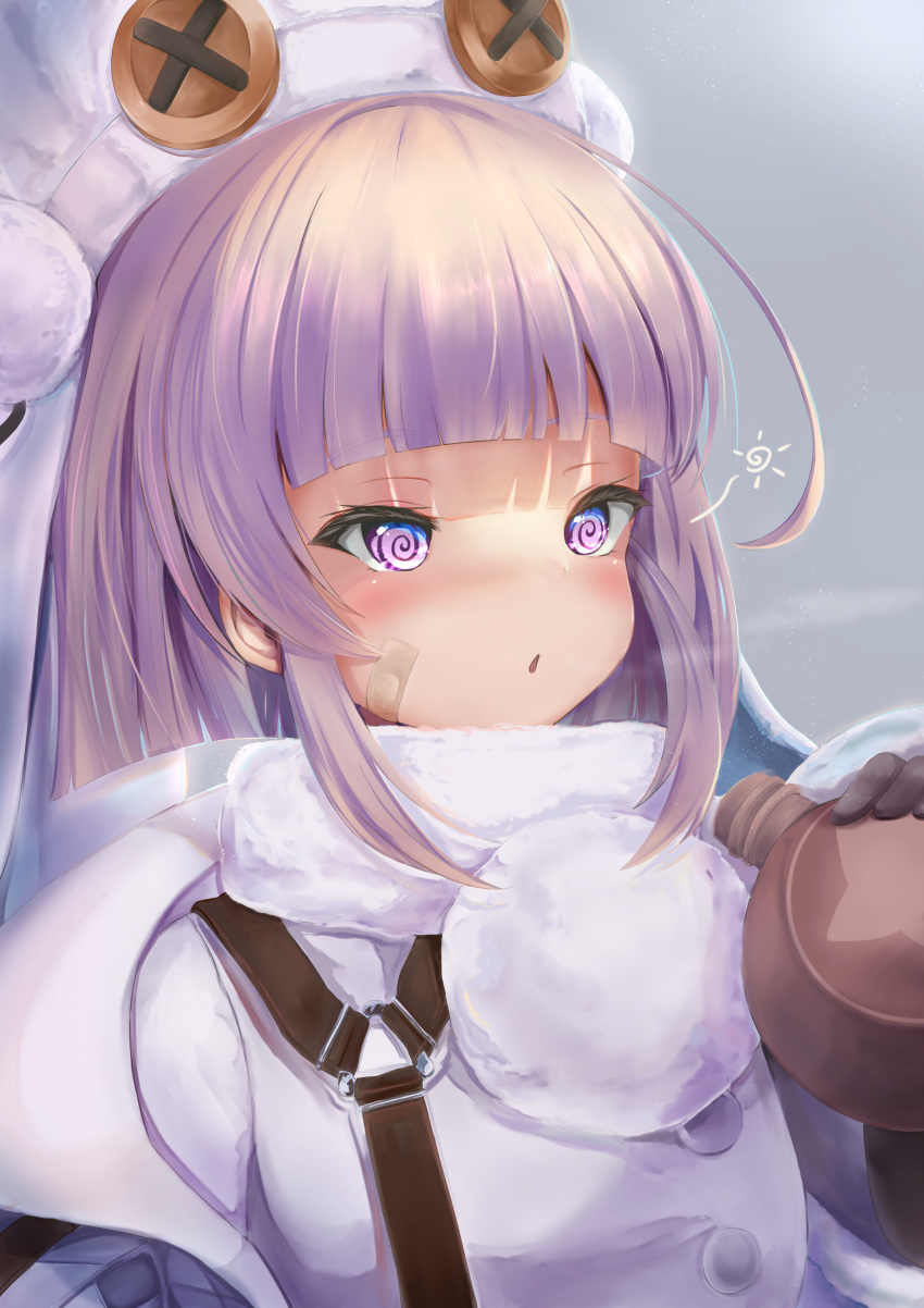 1girl, @_@, absurdres, aoi_minato_(aoi3710blueport), azur_lane, bandaid, bandaid_on_face, blush