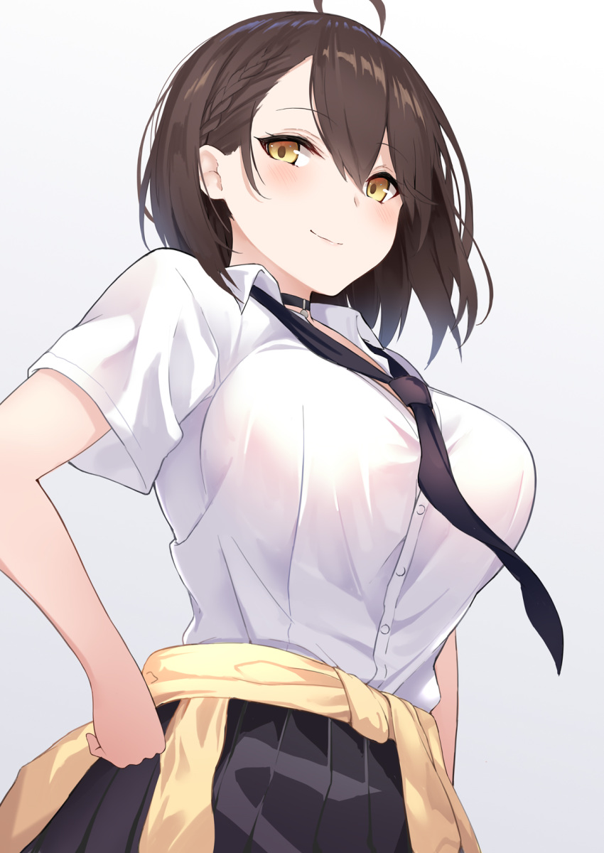 1girl, ahoge, azur_lane, bag, baltimore_(after-school_ace)_(azur_lane), baltimore_(azur_lane), bangs, beige_sweater