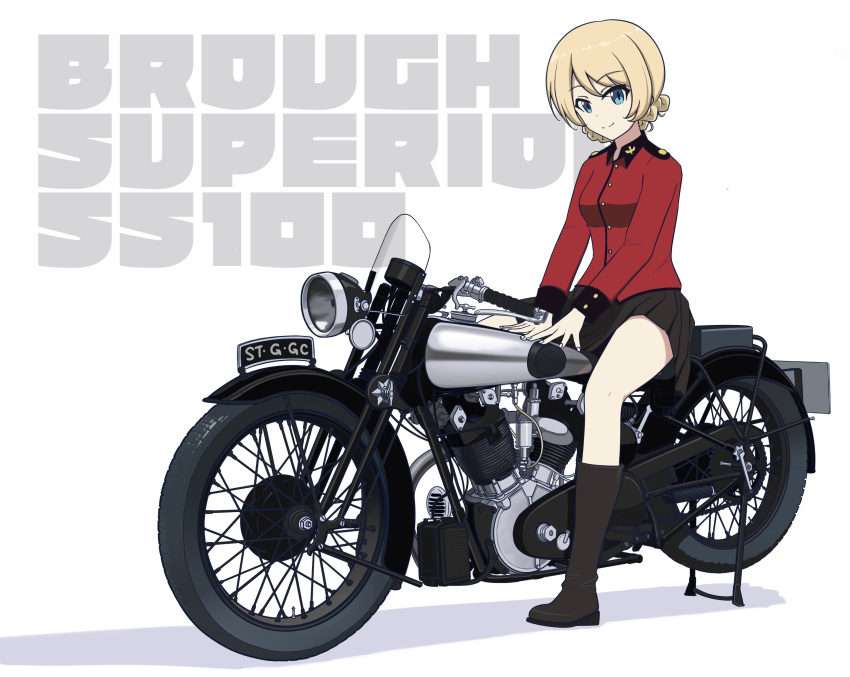 1girl, absurdres, bangs, black_footwear, black_skirt, blonde_hair, blue_eyes, boots