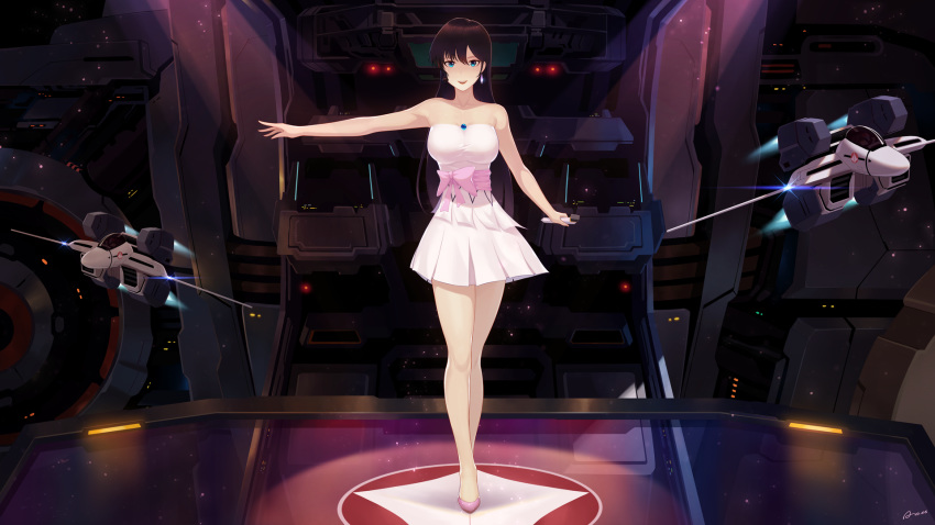 1girl, alexiel_(pixiv6211566), blush, breasts, brown_eyes, brown_hair, choujikuu_yousai_macross, highres