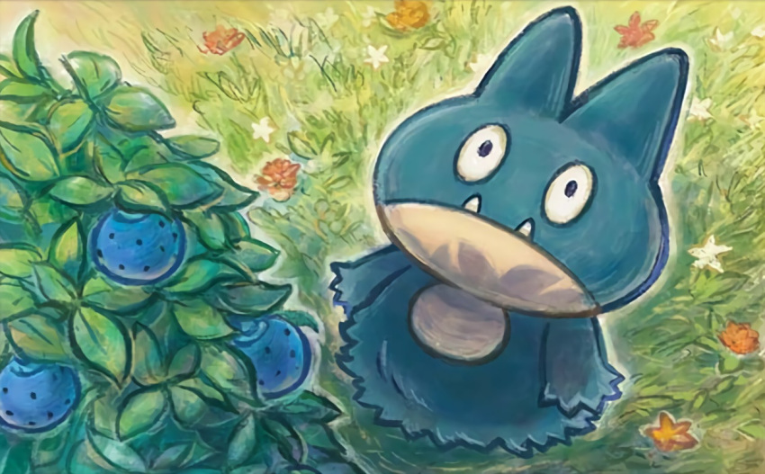 creature, no_humans, official_art, oran_berry, pokemon, pokemon_(creature), pokemon_trading_card_game, solo