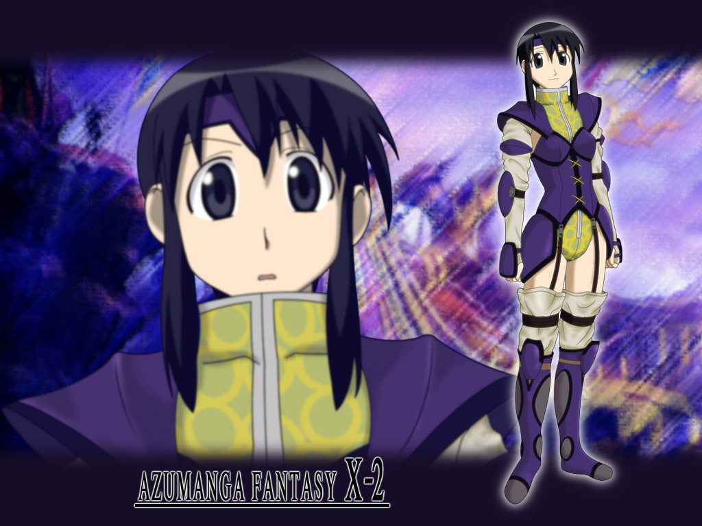 azufan, azumanga_daioh, black_eyes, black_hair, cosplay, crossover, final_fantasy, final_fantasy_x, final_fantasy_x-2, kurosawa_minamo, lucil, lucil_(cosplay), parody, solo, zoom_layer