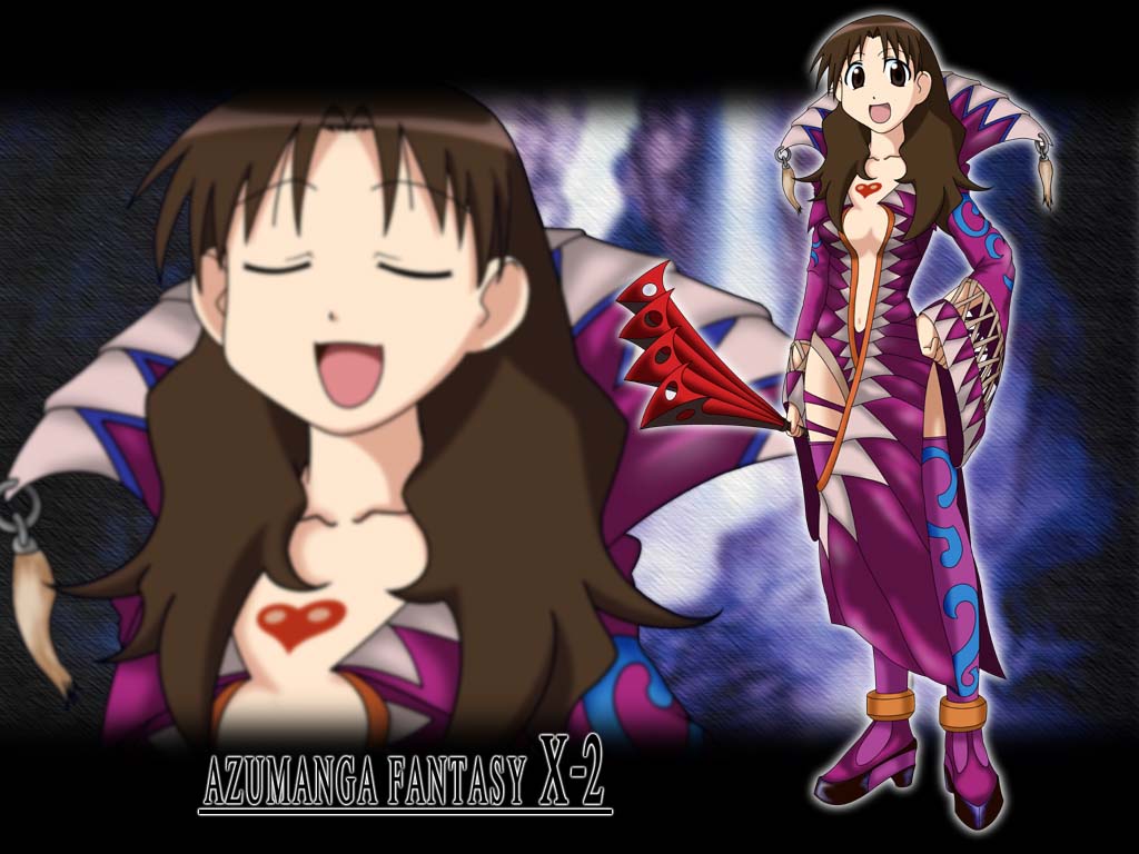 azufan, azumanga_daioh, brown_eyes, brown_hair, closed_eyes, cosplay, crossover, dress