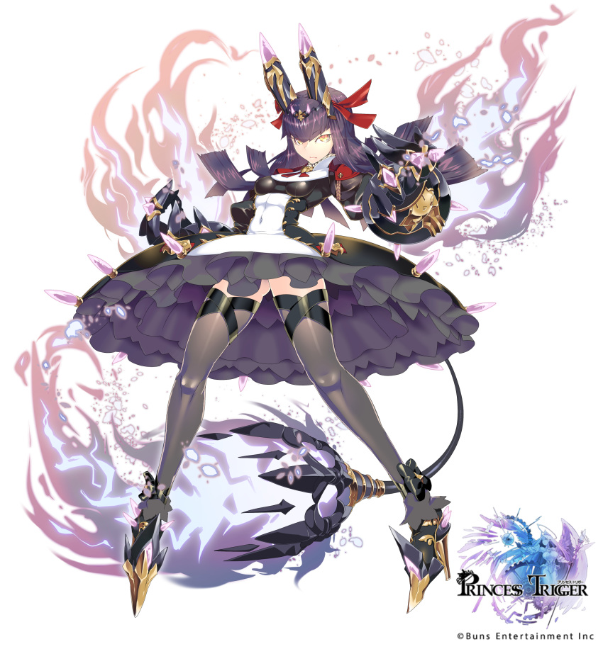 1girl, absurdres, bad_proportions, black_dress, breasts, company_name, copyright_name, covered_navel
