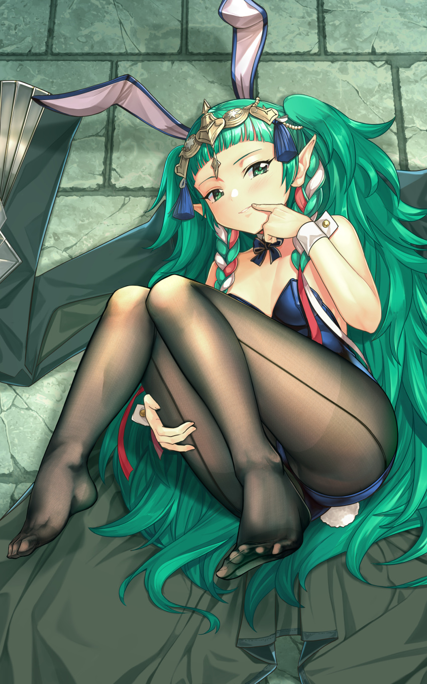 1girl, absurdres, alba, alternate_costume, animal_ears, ass, back-seamed_legwear, bangs