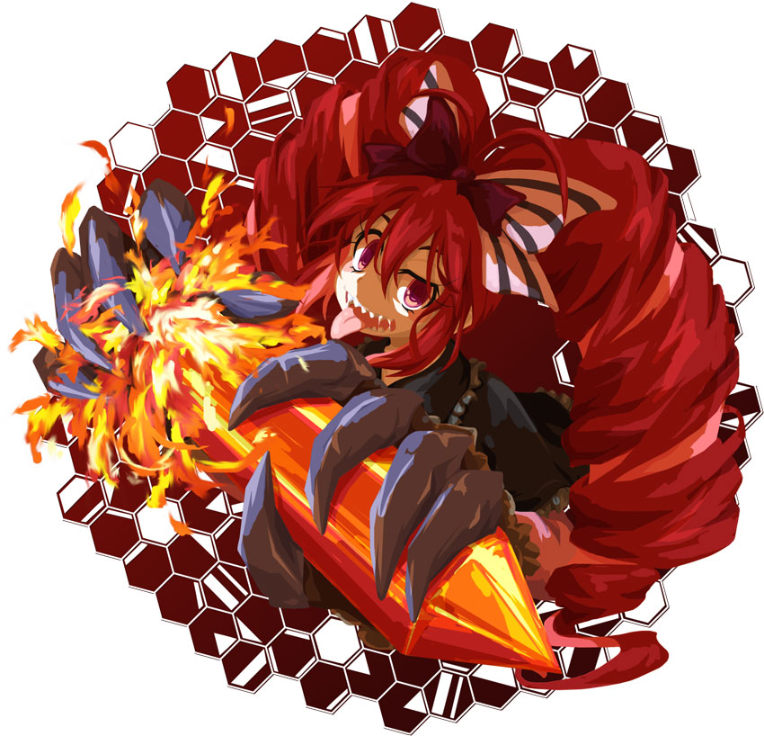 1girl, antenna_hair, backlighting, black_dress, bow, capelet, claws, commentary_request