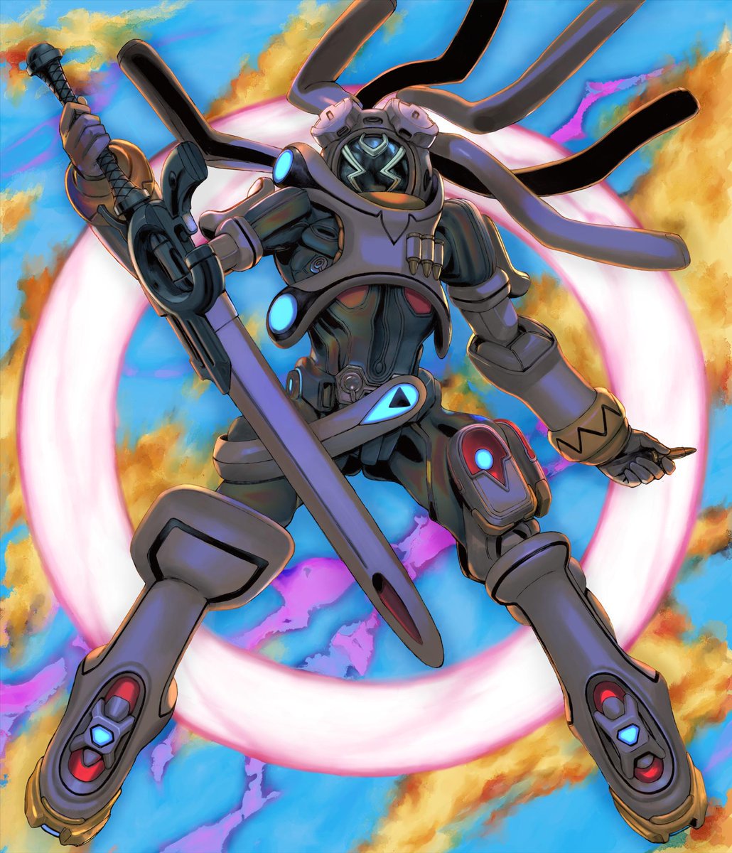bullet, floating, glowing, gunblade, highres, holding, holding_bullet, holding_sword