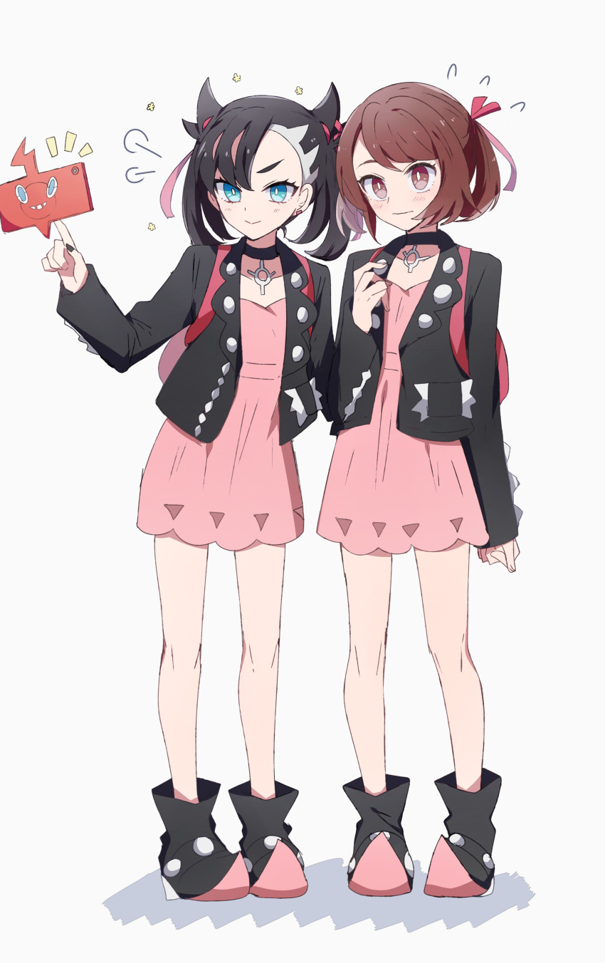 2girls, =3, absurdres, aqua_eyes, asymmetrical_bangs, asymmetrical_hair, backpack, bag