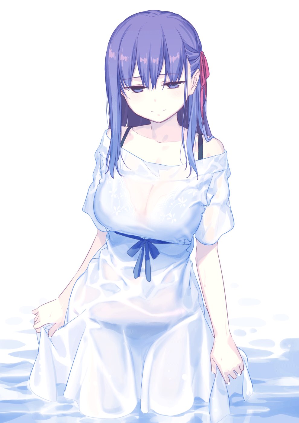 1girl, bangs, bare_shoulders, black_bra, black_panties, bra, breasts, collarbone