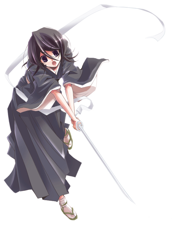 1girl, black_hair, bleach, izumiya_otoha, kuchiki_rukia, shikai, sode_no_shirayuki_(shikai), solo