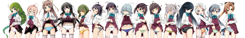 6+girls, absurdres, ahoge, akigumo_(kantai_collection), akishimo_(kantai_collection), aqua_eyes, aqua_neckwear, asashimo_(kantai_collection)