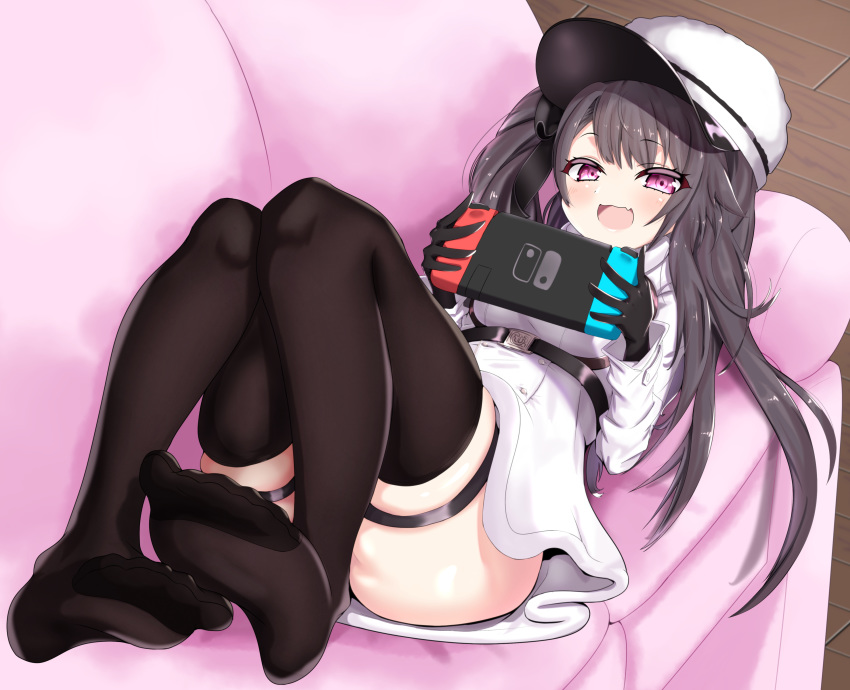1girl, absurdres, ass, azur_lane, black_gloves, black_hair, blush, breasts