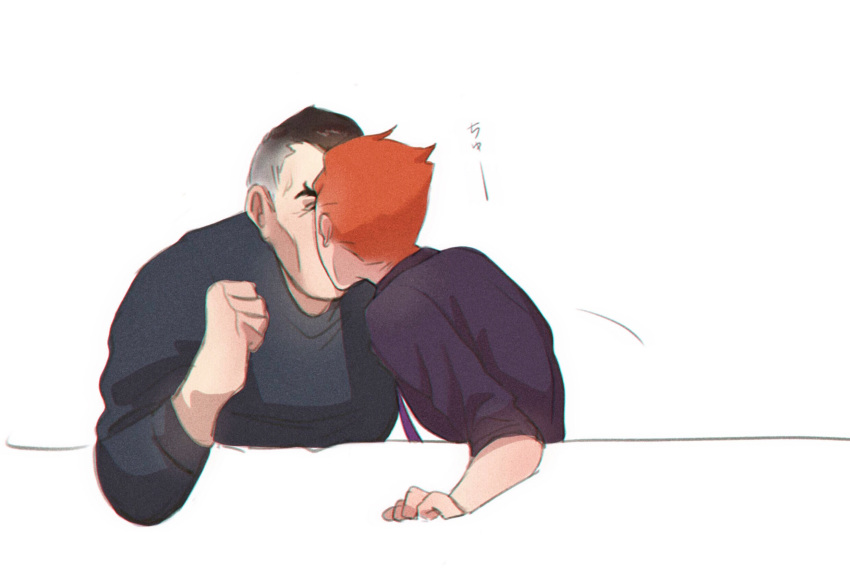 1boy, 1girl, clenched_hand, dbdkitty, grey_hair, hetero, highres, kiss