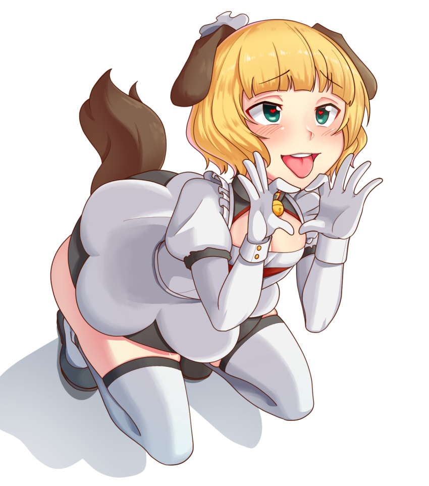 1girl, :p, ajidot, animal_ears, blonde_hair, cosplay, dog_ears, dog_girl