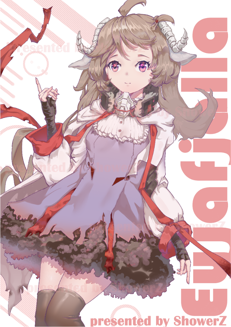 1girl, ahoge, arknights, artist_name, black_gloves, black_legwear, brown_hair, character_name