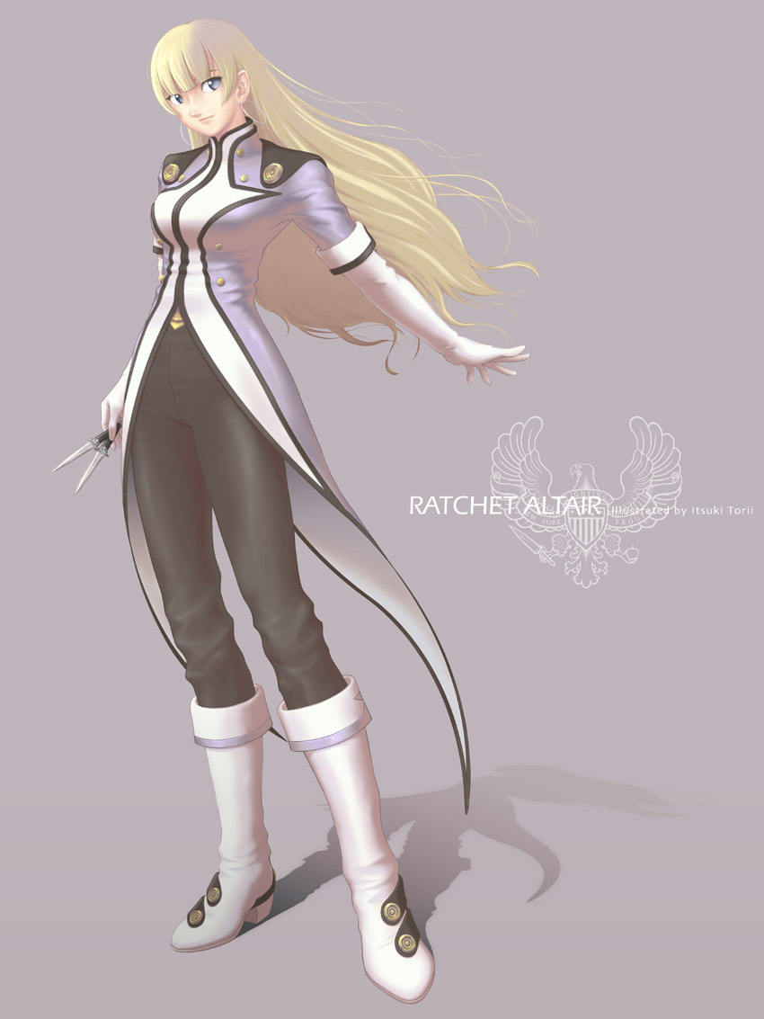 blue_eyes, itsuki_torii, knife, lachette_altair, long_hair, ratchet_altair, sakura_taisen, uniform