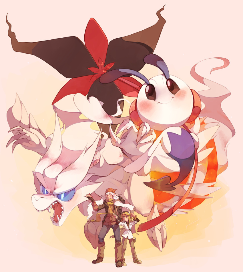 2boys, az_(pokemon), beanie, black_eyes, blue_eyes, blush, claws, commentary