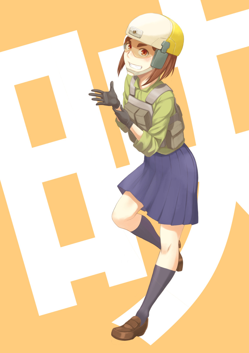 1girl, absurdres, adjusting_clothes, adjusting_gloves, black_gloves, black_legwear, blue_skirt, blush