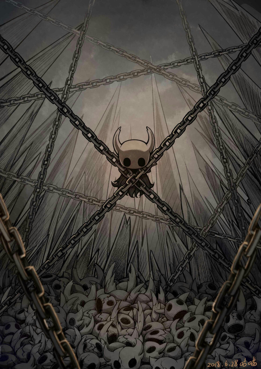 1other, absurdres, artist_name, chain, chained, cracked_mask, dated, grey_cloak