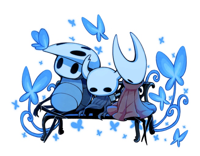 1boy, 1girl, 1other, bench, blue_butterfly, bug, butterfly, cloak