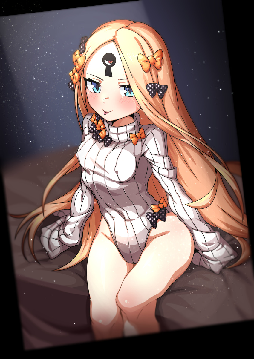 1girl, abigail_williams_(fate/grand_order), absurdres, bangs, black_bow, blonde_hair, blue_eyes, blush