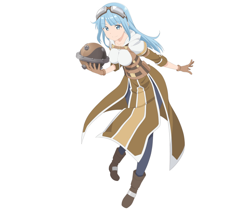 1girl, aqua_eyes, aqua_hair, artist_request, belt, black_pants, boots, brown_footwear