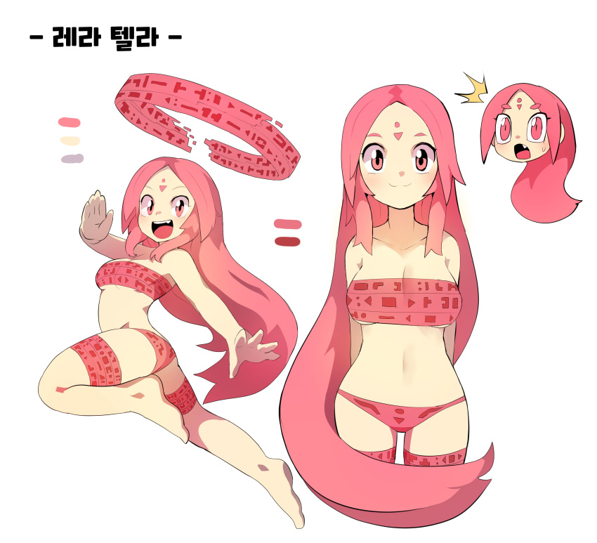 /\/\/\, 1girl, absurdres, bandeau, barefoot, bikini, blush, breasts