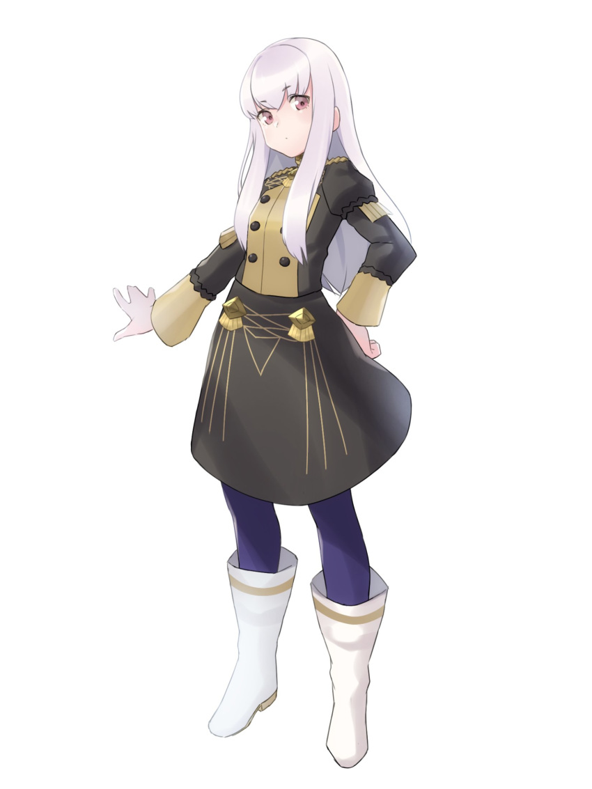 1girl, blue_legwear, boots, fire_emblem, fire_emblem:_three_houses, full_body, garreg_mach_monastery_uniform, highres
