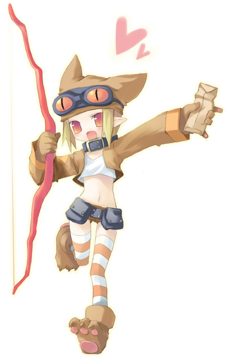 blonde_hair, bow_(weapon), cat_hat, collar, disgaea, disgaea_2, envelope, gloves