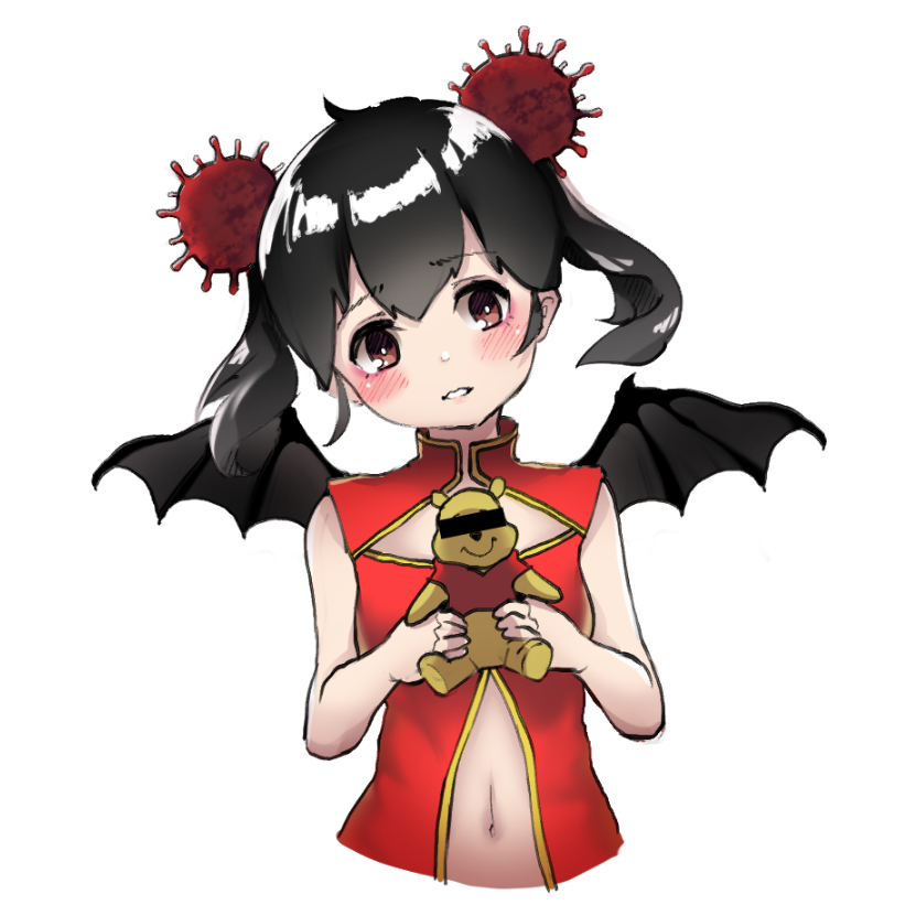 1girl, antenna_hair, bee_sang_(ms0603749), black_hair, censored, character_doll, china_dress, chinese_clothes