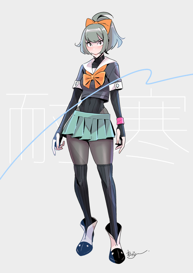 1girl, aqua_hair, bangs, black_legwear, boots, breasts, callan_(callancoe), covered_navel