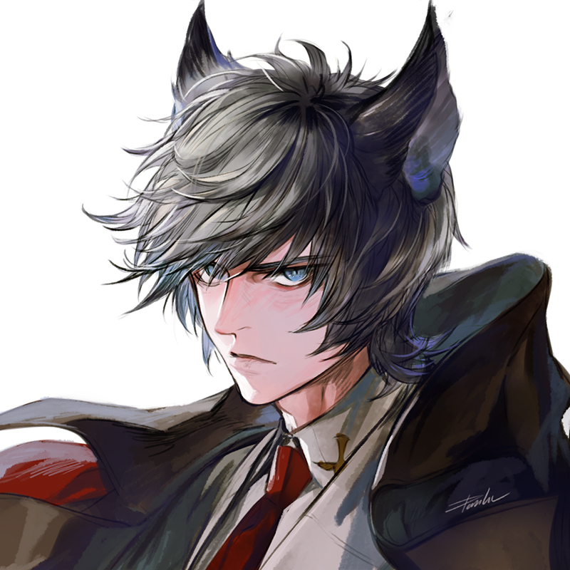 1boy, animal_ears, blue_eyes, blue_hair, danhu, erune, face, granblue_fantasy, looking_at_viewer, male_focus, nehan_(granblue_fantasy), short_hair, solo