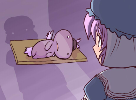 aoi_tobira, giant_salamander, lowres, mystia_lorelei, pani_poni_dash, pani_poni_dash!, parody, saigyouji_yuyuko