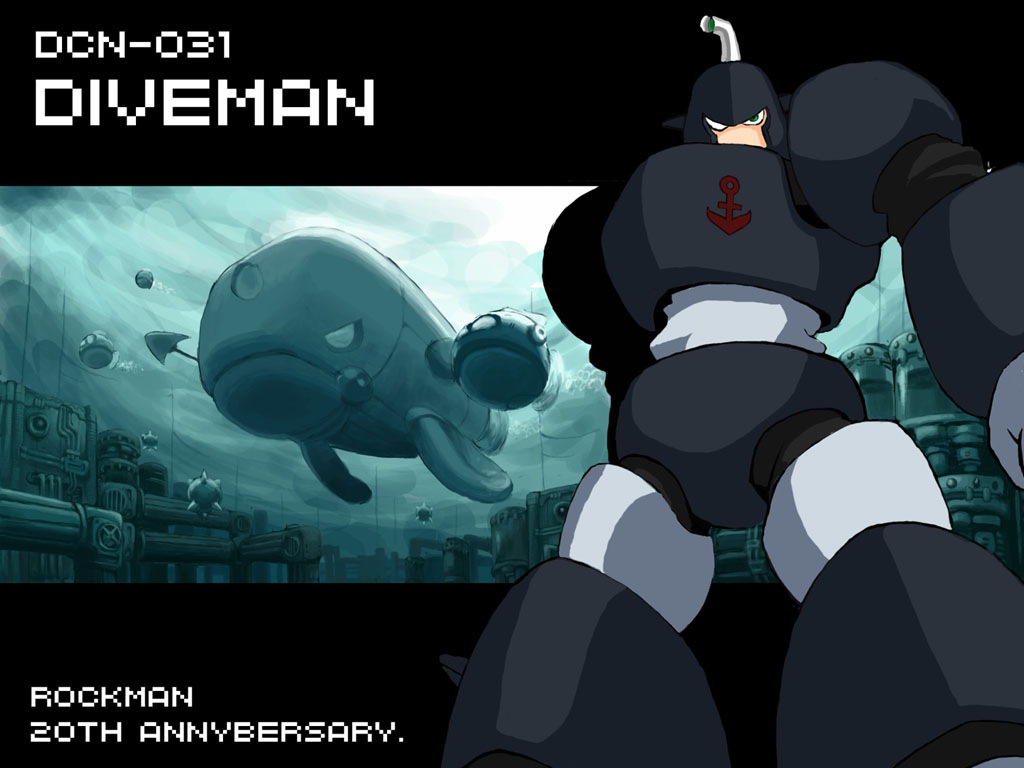 diveman, ken_makiba, mega_man_(classic), mega_man_(series), rockman, rockman_(classic), rockman_(original), underwater, wallpaper