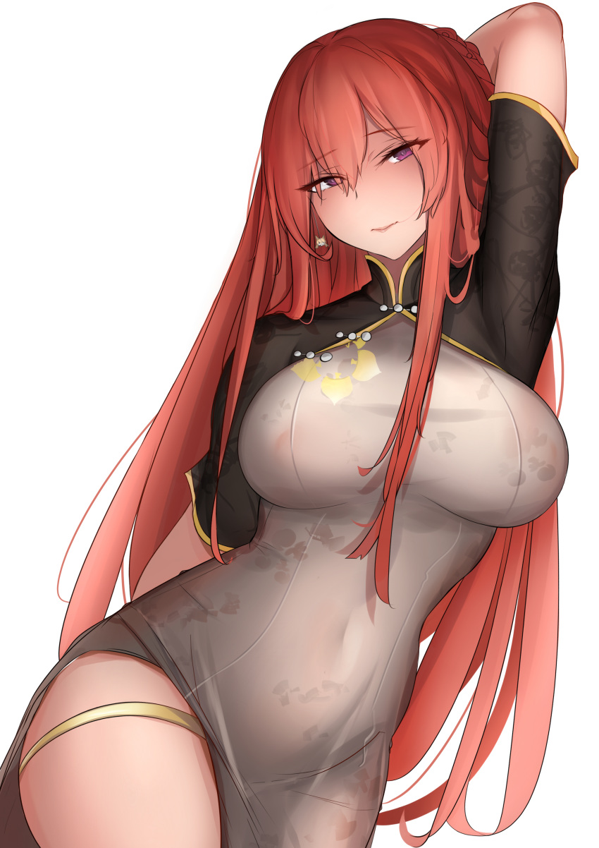 1girl, absurdres, azur_lane, breasts, china_dress, chinese_clothes, dress, earrings