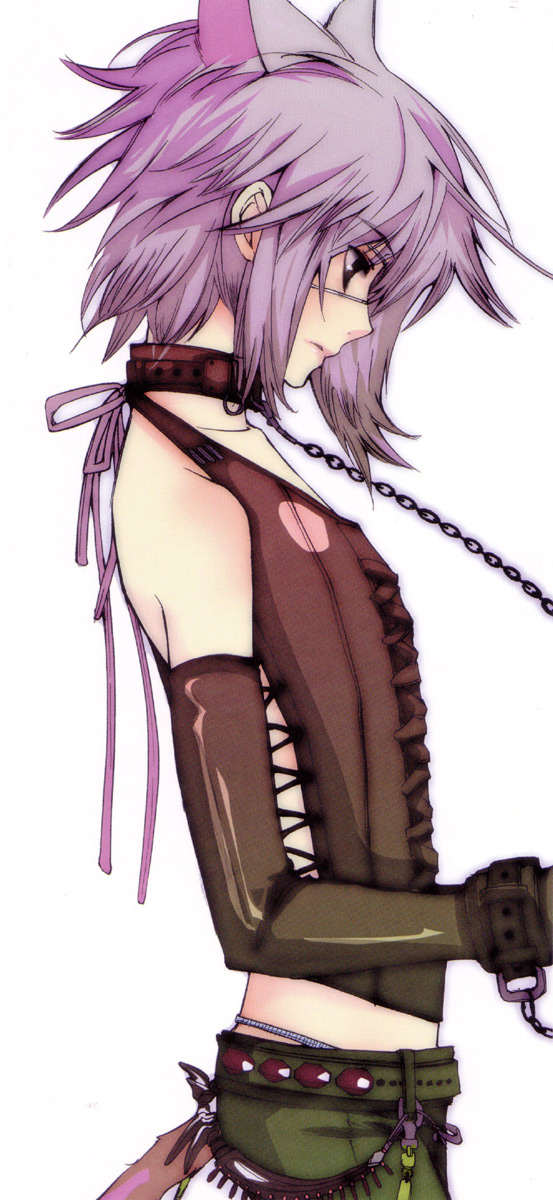 aoyagi_ritsuka, cat_ears, chain, chains, collar, elbow_gloves, gloves, highres, kouga_yun, leash, loveless, tail, yun_kouga