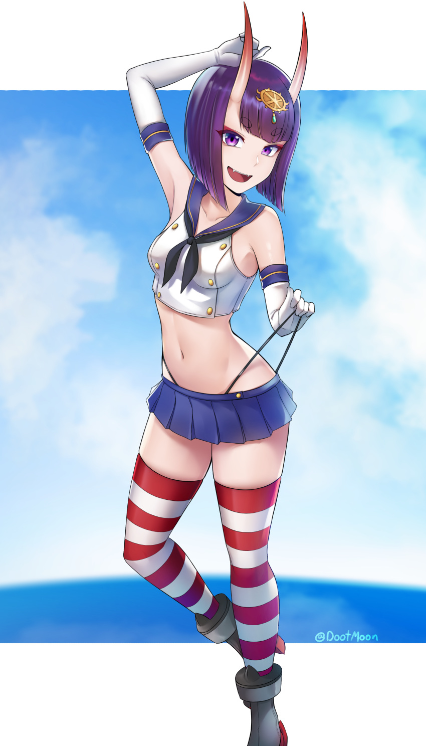 1girl, absurdres, arm_up, armpits, bangs, bare_shoulders, black_neckwear, black_panties