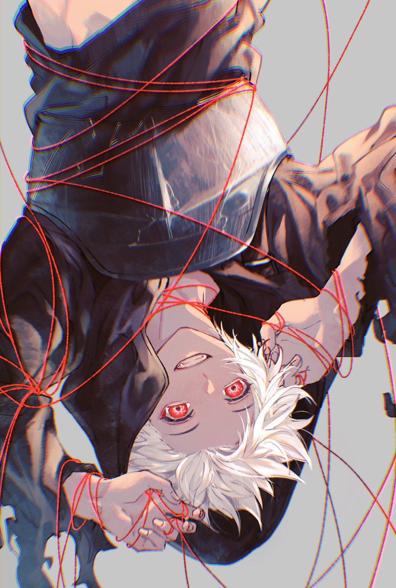 alter_ego_conjurer_(granblue_fantasy), black_hoodie, breastplate, chromatic_aberration, fangs, gran_(granblue_fantasy), granblue_fantasy, highres