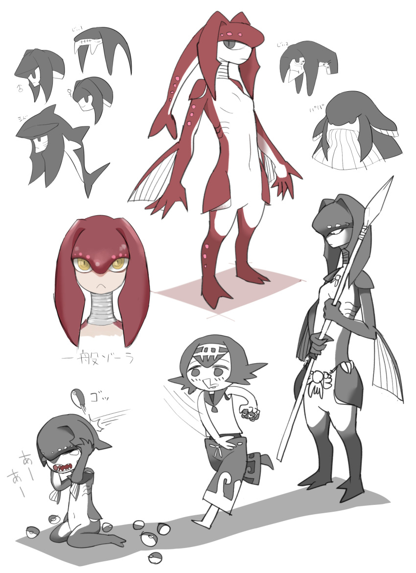 3girls, 5boys, absurdres, bangs, bare_shoulders, blush, breasts, child